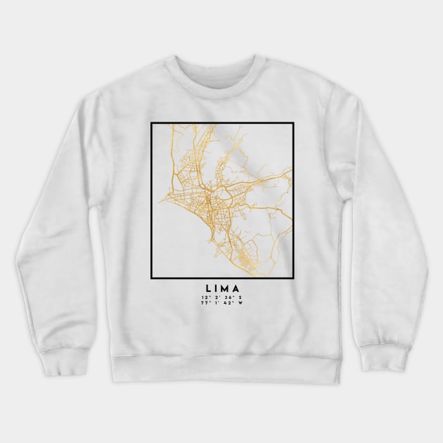 LIMA PERU CITY STREET MAP ART Crewneck Sweatshirt by deificusArt